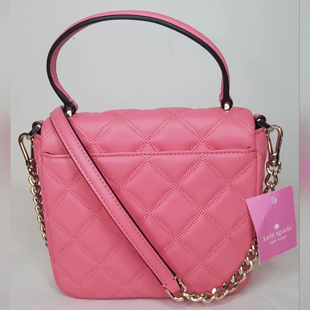 NWT Kate Spade -Small Quilted Pink Crossbody Handbag Bag with Silver Hardware - Picture 2 of 14